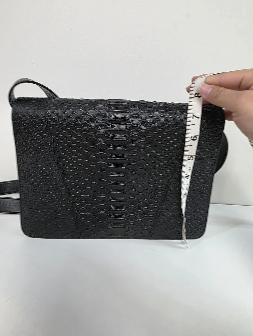 Vince Black Embossed Crossbody Bag Snakeskin Python